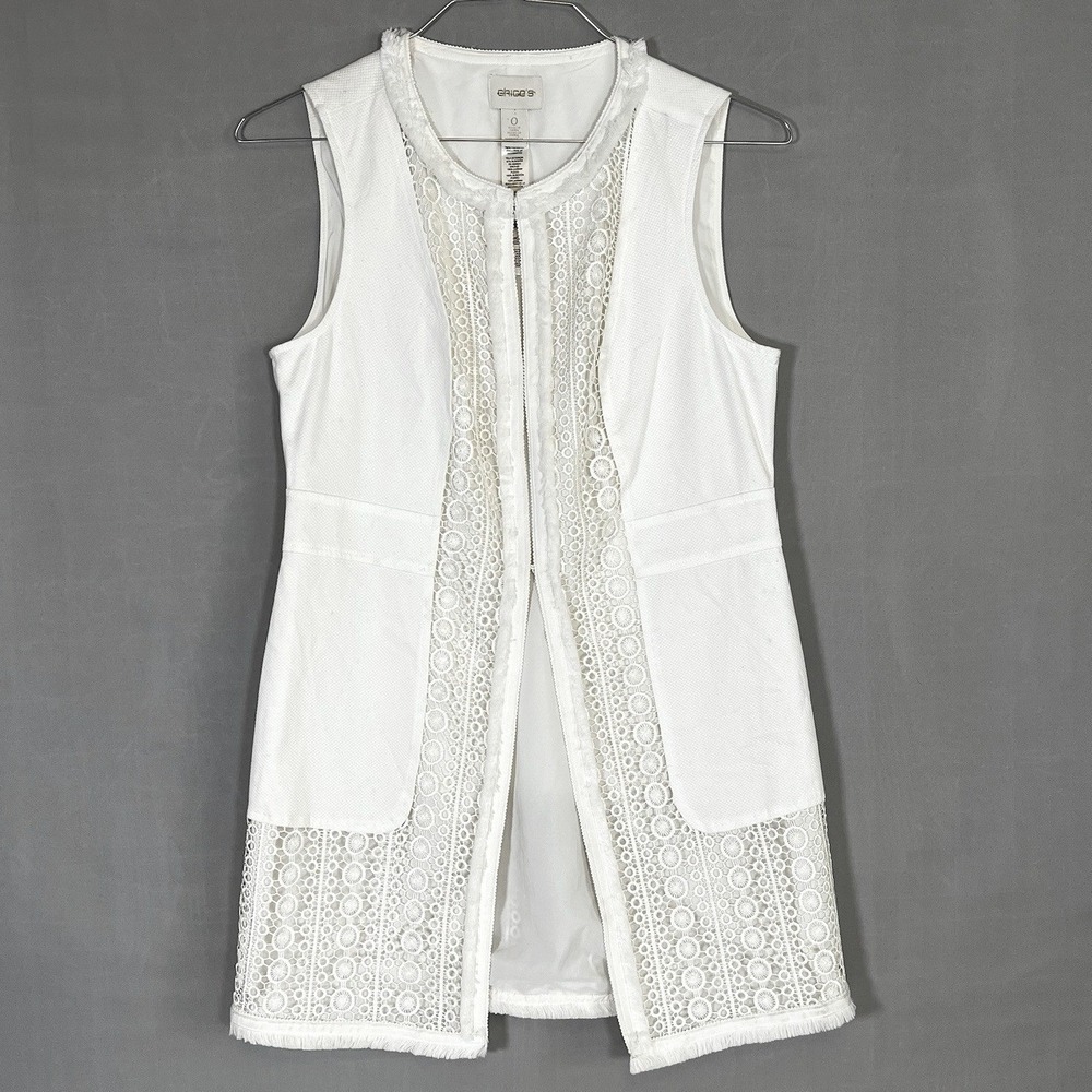 Chico's Women's Cream Lace Fringe Vest Boho Luxe Layering Penny‎ Lane S